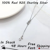 Silver Platinum Plated Music Note Zircon Pendant, S925 Jewelry