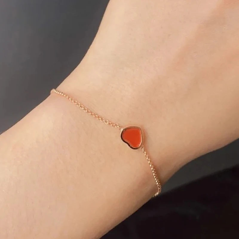 Europe Top Zircon Red Heart Bracelet