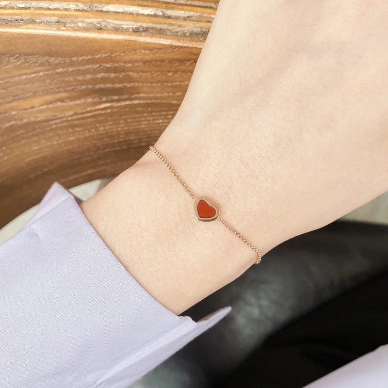 Europe Top Zircon Red Heart Bracelet