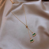 Green Crystal Geometric Pendant Choker Necklace for Women
