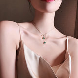 Green Crystal Geometric Pendant Choker Necklace for Women