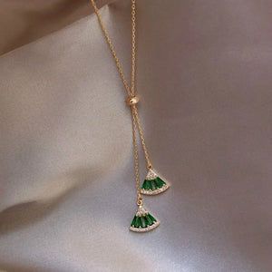 Green Crystal Geometric Pendant Choker Necklace for Women