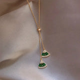 Green Crystal Geometric Pendant Choker Necklace for Women