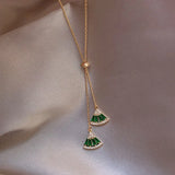 Green Crystal Geometric Pendant Choker Necklace for Women