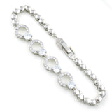 Classic Crystal Gem Open Bracelet Set Women's Party Jewelry