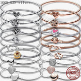 925 Silver Heart Bracelet For Charms DIY Jewelry Pendant Bead Gift