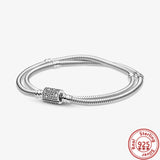 925 Sterling Silver Heart Bracelet with Double Layer Love Jewelry Gift
