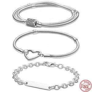 925 Sterling Silver Heart Bracelet with Double Layer Love Jewelry Gift