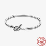 925 Sterling Silver Heart Bracelet with Double Layer Love Jewelry Gift