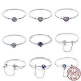 925 Silver Charms Heart Round Bracelet Snake Chain Pendant Beads Women Jewelry