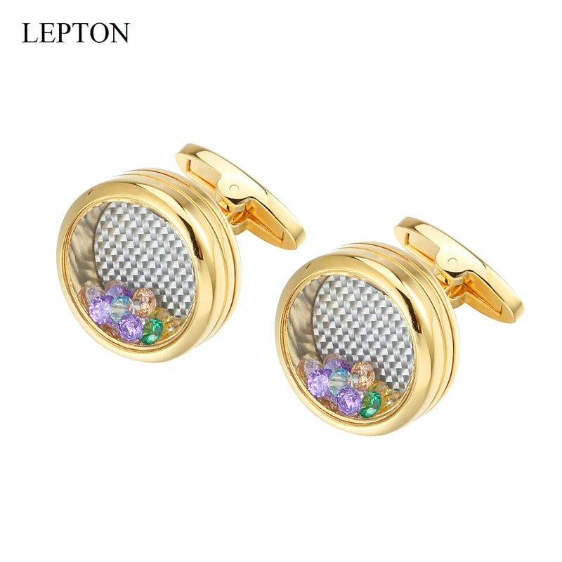 Hot Multicolour Crystal Cufflinks For Mens Wedding Groom