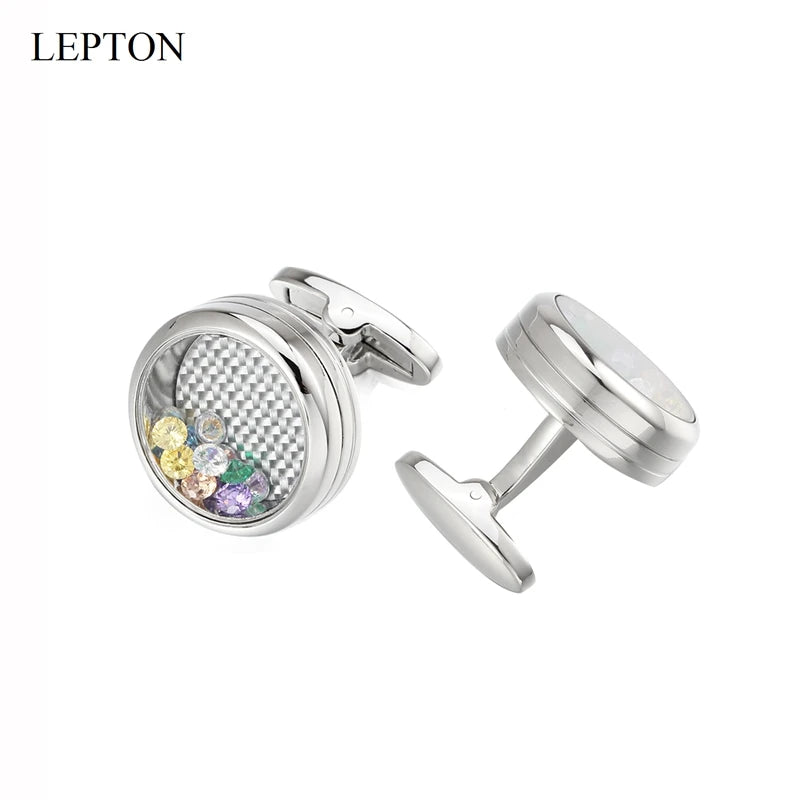 Hot Multicolour Crystal Cufflinks For Mens Wedding Groom