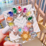 Colorful Candy Heart Acrylic Love Sunflower Bear Beaded Bracelet