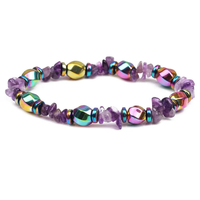 Colorful Hematite Beads Magnetic Therapy Stone Bracelet for Men Women