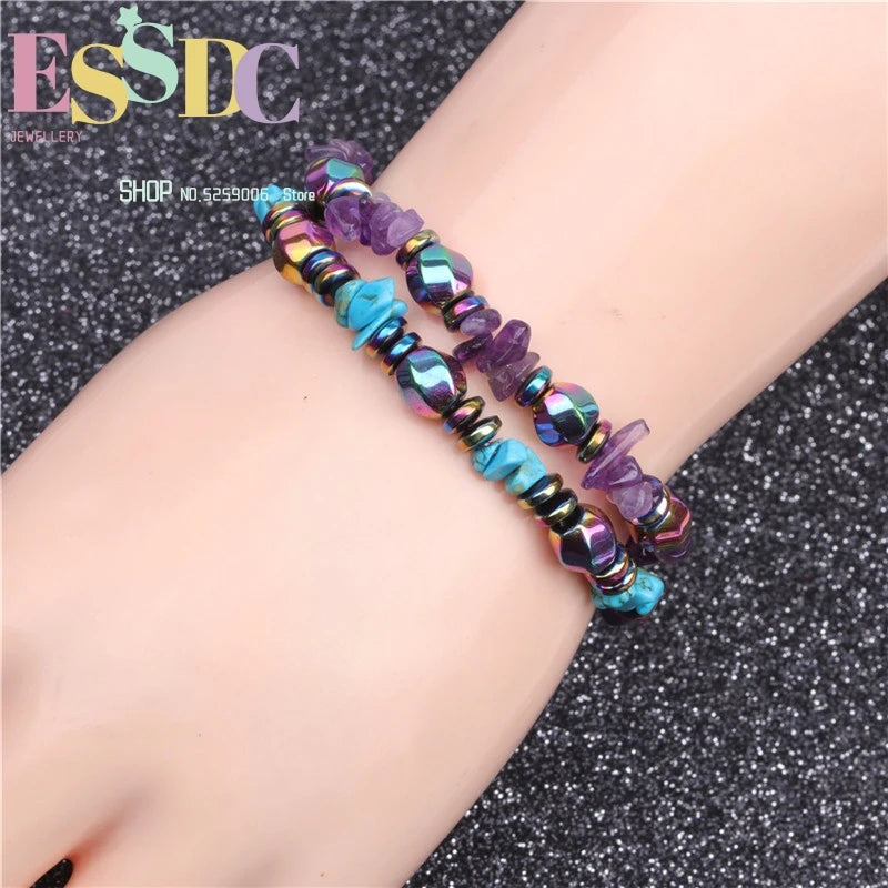 Colorful Hematite Beads Magnetic Therapy Stone Bracelet for Men Women