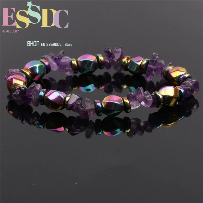 Colorful Hematite Beads Magnetic Therapy Stone Bracelet for Men Women