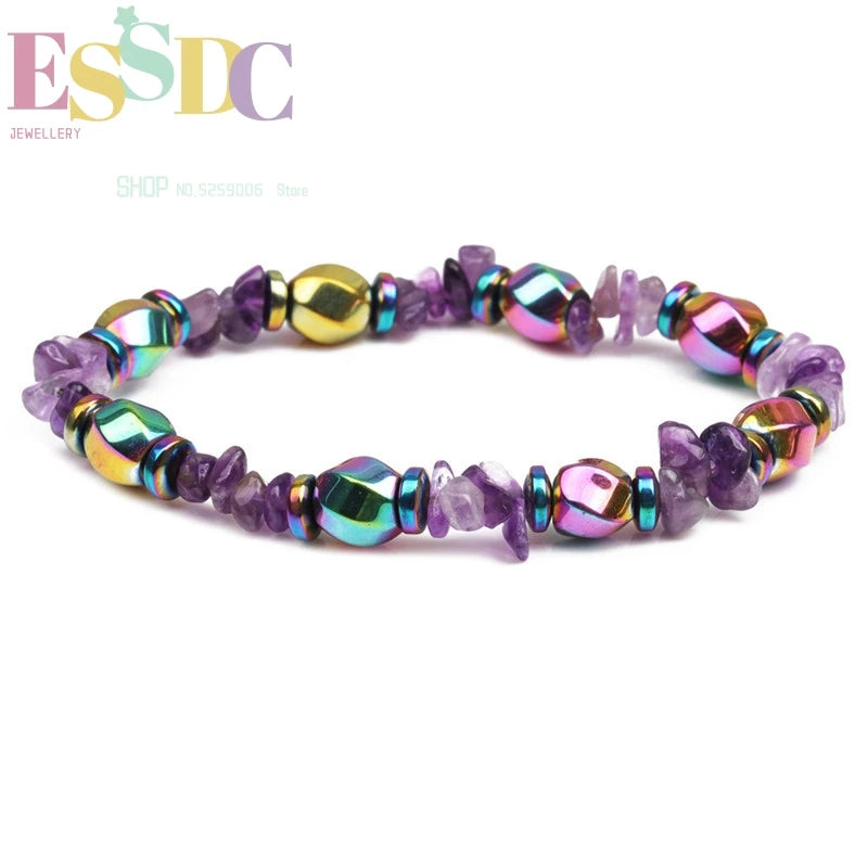 Colorful Hematite Beads Magnetic Therapy Stone Bracelet for Men Women