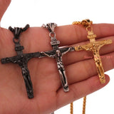 Hot Crucifix Jesus Pendant & Necklace Stainless Steel Men Chain