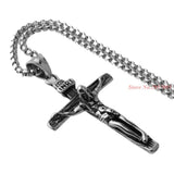 Hot Crucifix Jesus Pendant & Necklace Stainless Steel Men Chain