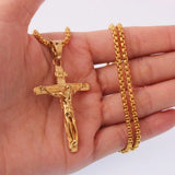 Hot Crucifix Jesus Pendant & Necklace Stainless Steel Men Chain