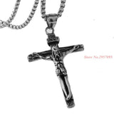 Hot Crucifix Jesus Pendant & Necklace Stainless Steel Men Chain