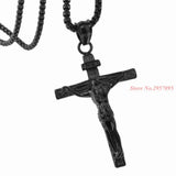 Hot Crucifix Jesus Pendant & Necklace Stainless Steel Men Chain