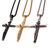 Hot Crucifix Jesus Pendant & Necklace Stainless Steel Men Chain