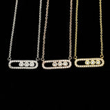 Crystal Bead Pendant Necklace 925 Silver Rose 3 Dot On Oval Necklace