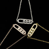 Crystal Bead Pendant Necklace 925 Silver Rose 3 Dot On Oval Necklace