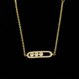 Crystal Bead Pendant Necklace 925 Silver Rose 3 Dot On Oval Necklace