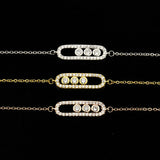 Crystal Bead Pendant Necklace 925 Silver Rose 3 Dot On Oval Necklace