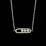 Crystal Bead Pendant Necklace 925 Silver Rose 3 Dot On Oval Necklace
