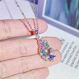 Crystal Stone Pendant Necklace Multicolor Zirconia Clavicle Chain