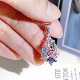 Crystal Stone Pendant Necklace Multicolor Zirconia Clavicle Chain