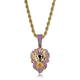 CZ Plated Copper Lion Head Pendant Necklace