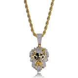 CZ Plated Copper Lion Head Pendant Necklace