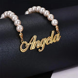 Personalized Name Necklace with Pearl Pendant