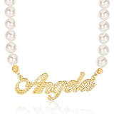 Personalized Name Necklace with Pearl Pendant