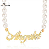 Personalized Name Necklace with Pearl Pendant
