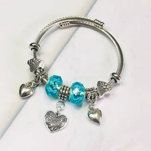 DIY Beads Bracelet Hallow Heart Charm Bracelets Gift