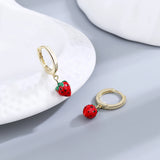 Red Strawberry Drop Earrings Dangler High Jewelry Gift