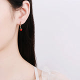 Red Strawberry Drop Earrings Dangler High Jewelry Gift