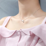 925 Sterling Silver Cat Rhinestone Shine Ball Pendant Necklace