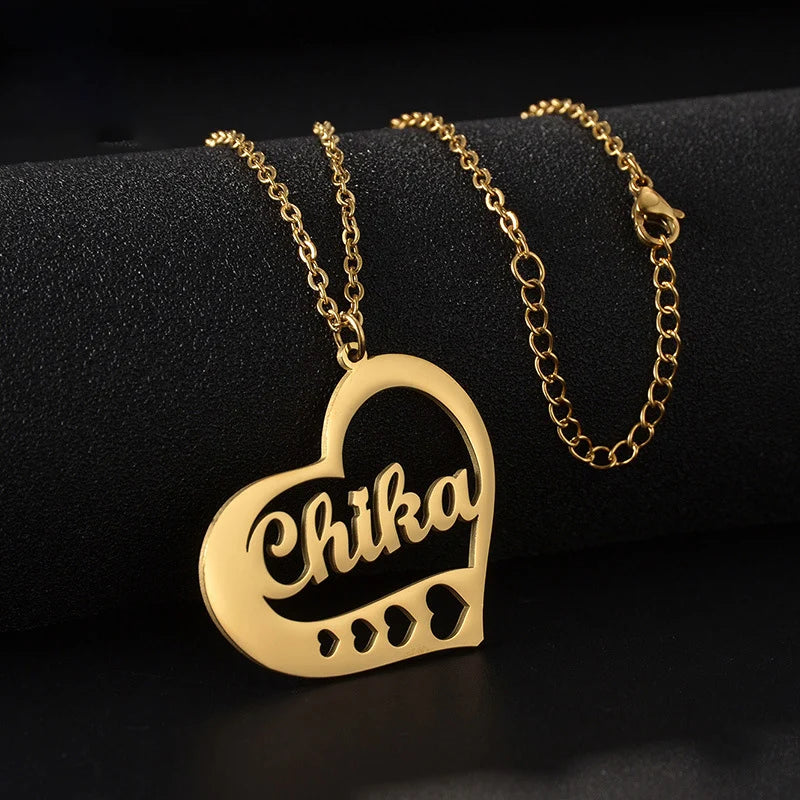 Personalized Titanium Steel Name Necklace Love Letter Pendant Chain