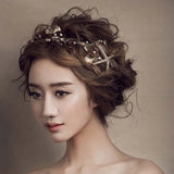 Starfish Crystal Pearls Hairband Tiara Crown Bride Wedding Decor