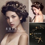 Starfish Crystal Pearls Hairband Tiara Crown Bride Wedding Decor