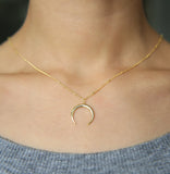 Delicate Moon Pendant Necklace 925 Silver Moon Necklace Jewelry