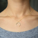 Delicate Moon Pendant Necklace 925 Silver Moon Necklace Jewelry