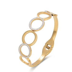 Titanium Steel Bracelet Hollow Zircon Geometric Couple Bracelet
