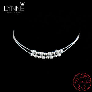 Double Layer Bead Women Anklet 925 Silver Pendant Foot Chain Beach Bracelet